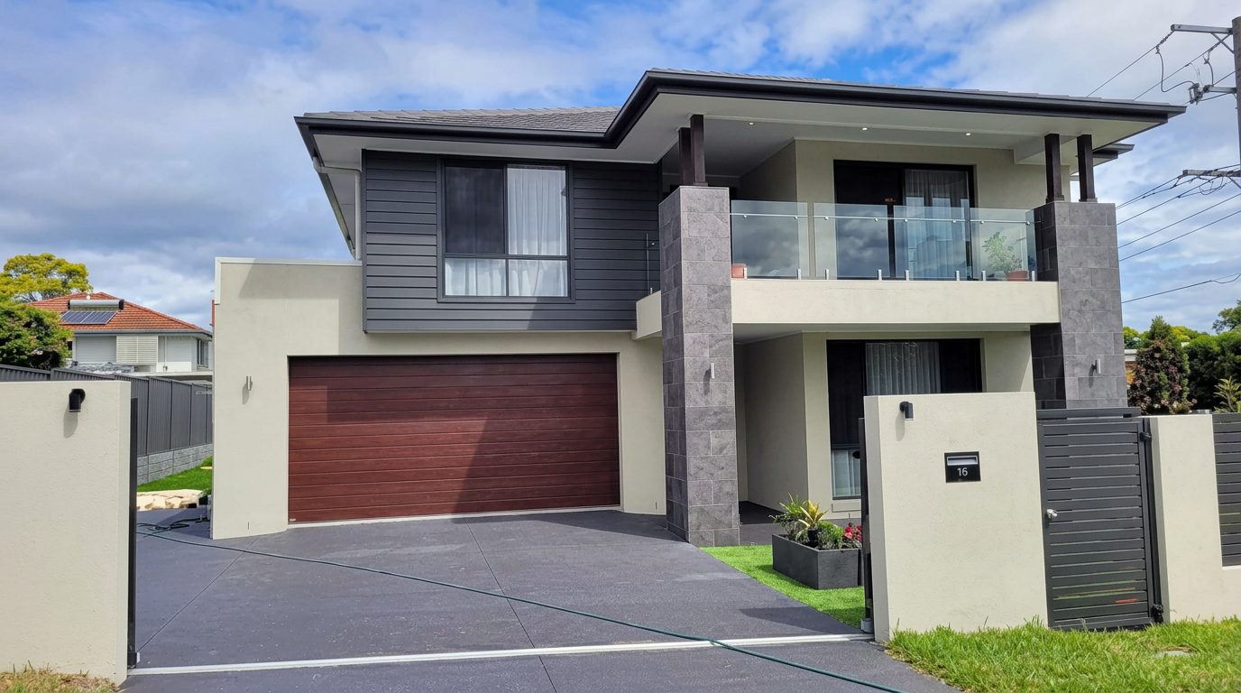 Smooth cream rendered wall in afternoon Queensland light